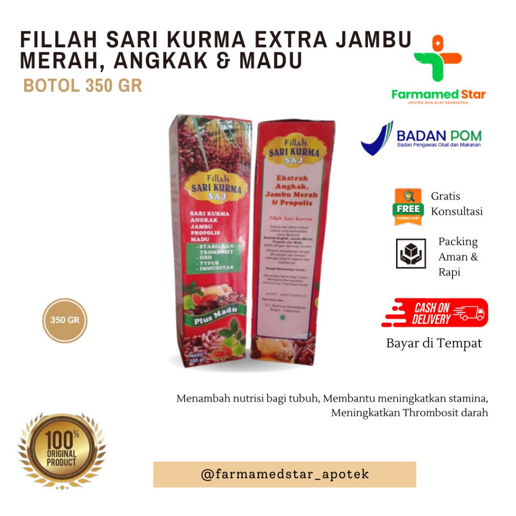 

FILLAH SARI KURMA EXTRA JAMBU MERAH, ANGKAK & MADU 350GR