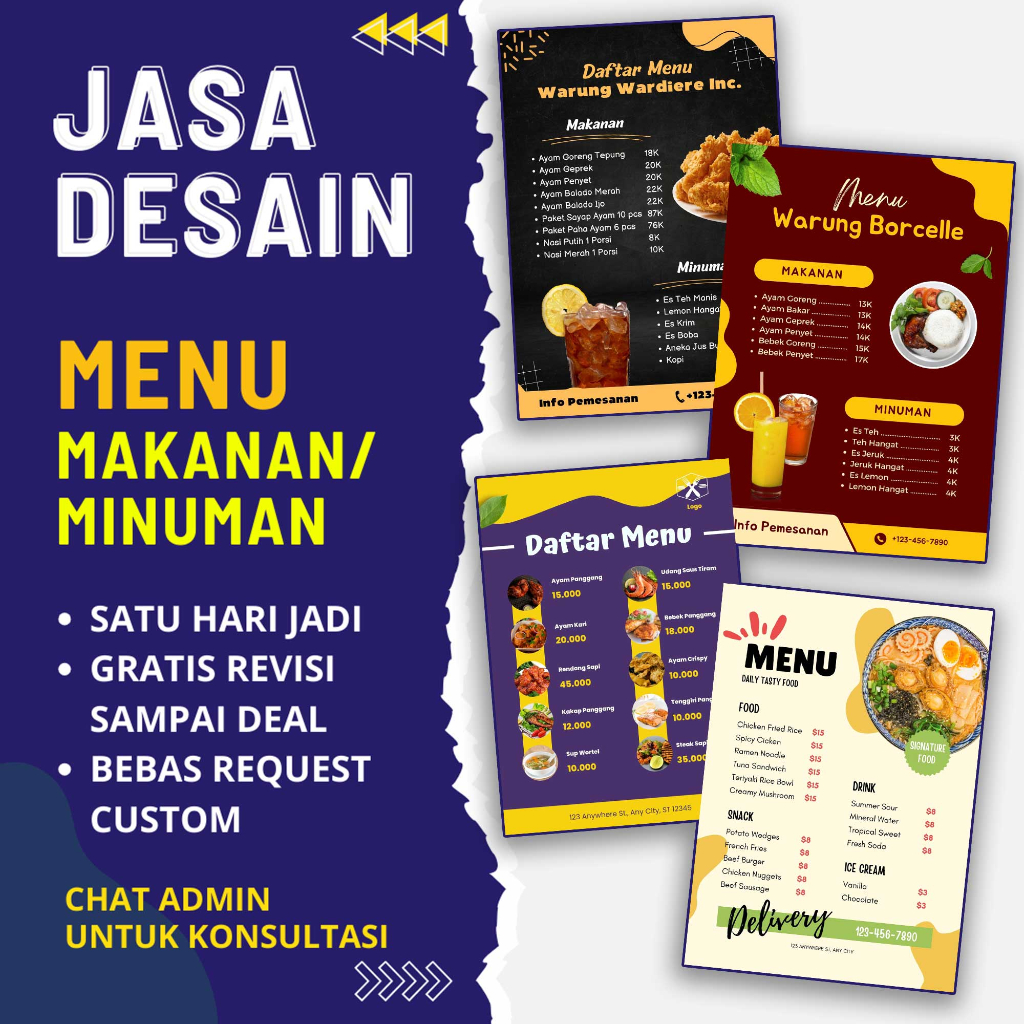 Jasa Desain Daftar Menu Makanan dan Minuman