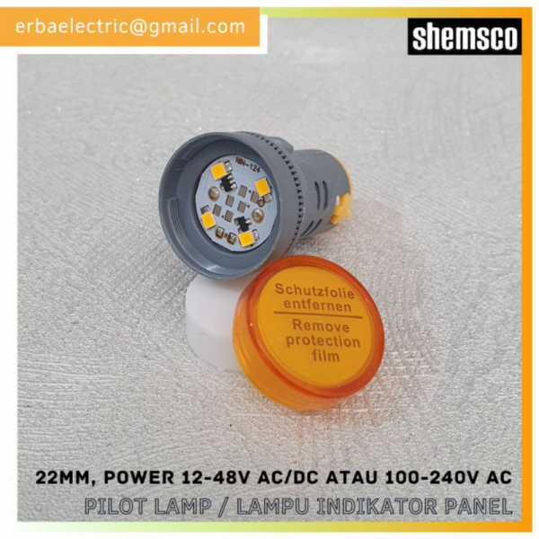 Pilot Lamp YELLOW 22mm 12-48v Indicator Lamp 12v 24v 48v PLAD Berkualitas