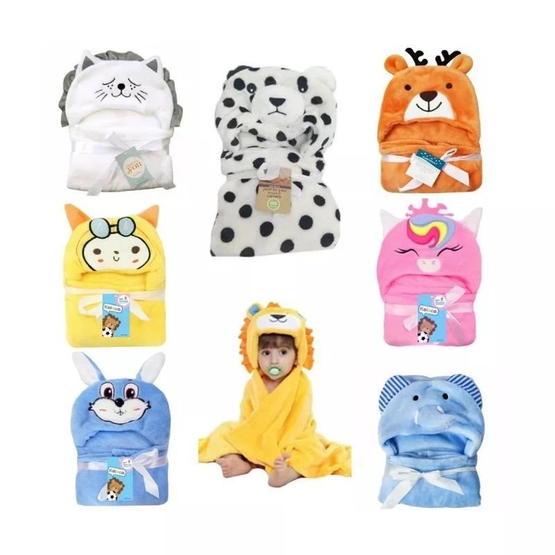 Selimut topi  bayi karakter lucu / Selimut lembut karakter