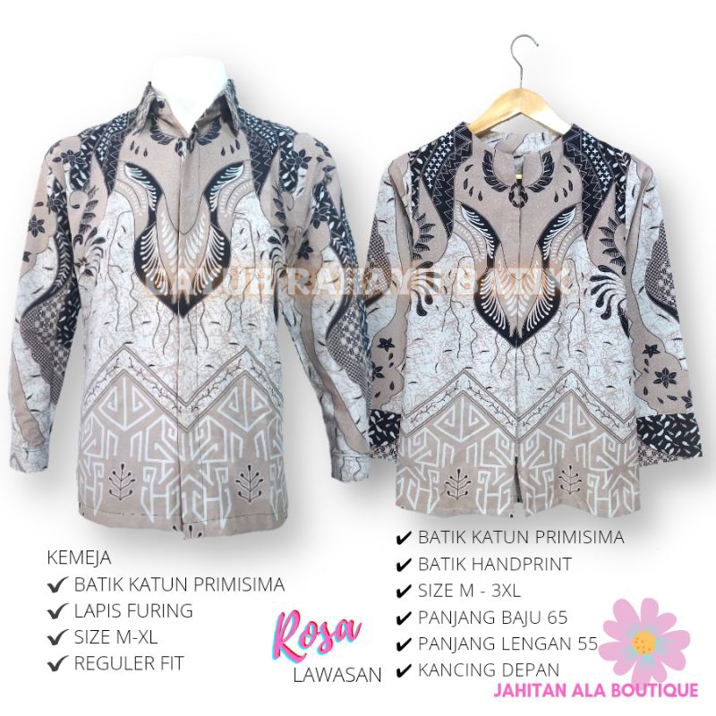 COUPLE ROSA LAWASAN - Sarimbit Atasan Batik Terbaru, Kapel Batik Kerja, Copel Batik Atasan Size Keci