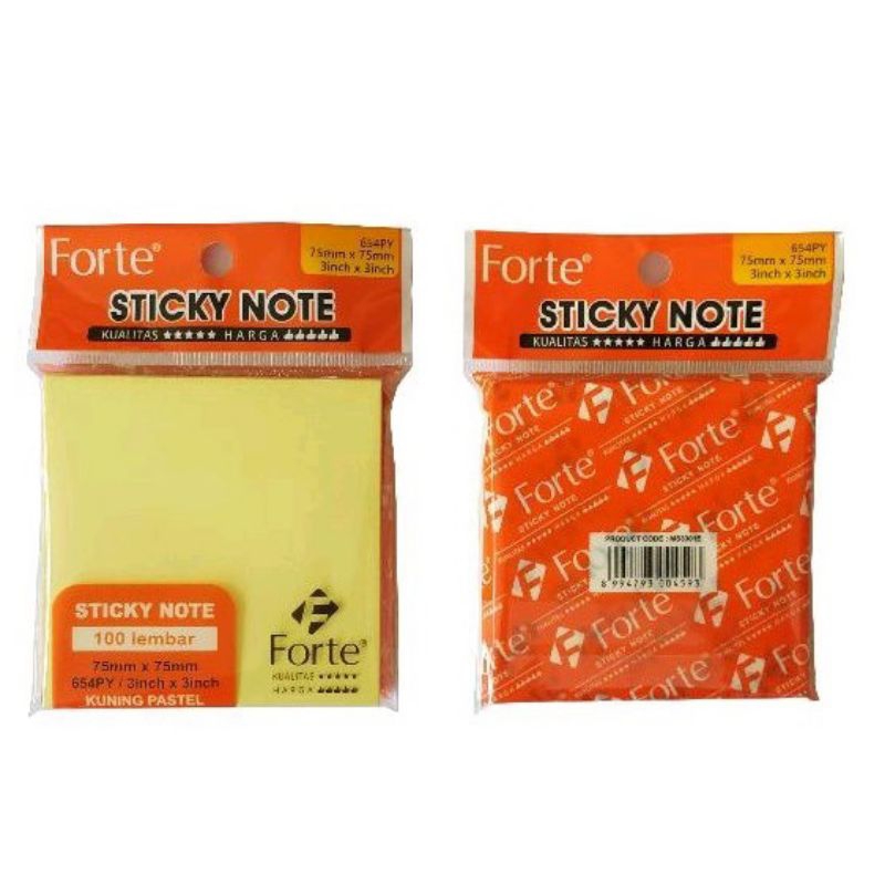 

Sticky Note FORTE / Kertas Memo Tempel (75mm x 75mm) 654 PY