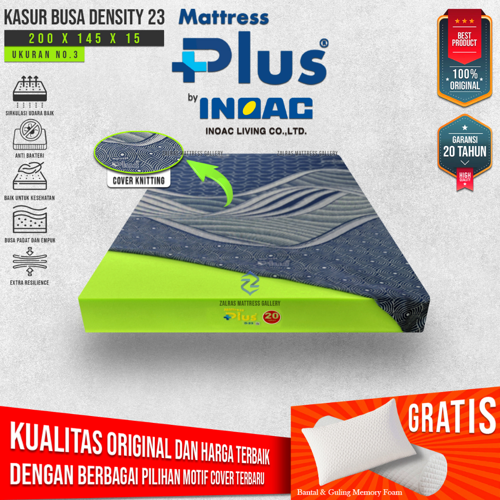 [ 200x145x15 ] Kasur Busa No. 3 Original Mattress Plus by INOAC Density 23 Garansi 20 Tahun