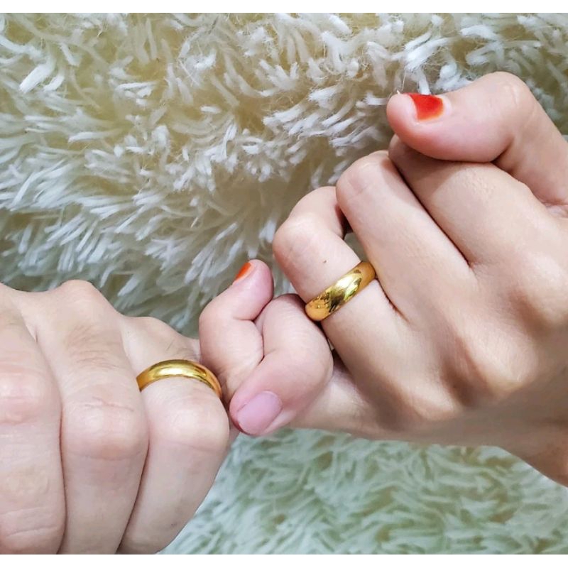 2 pcs cincin tunangan berlapis emas 24k anti karat