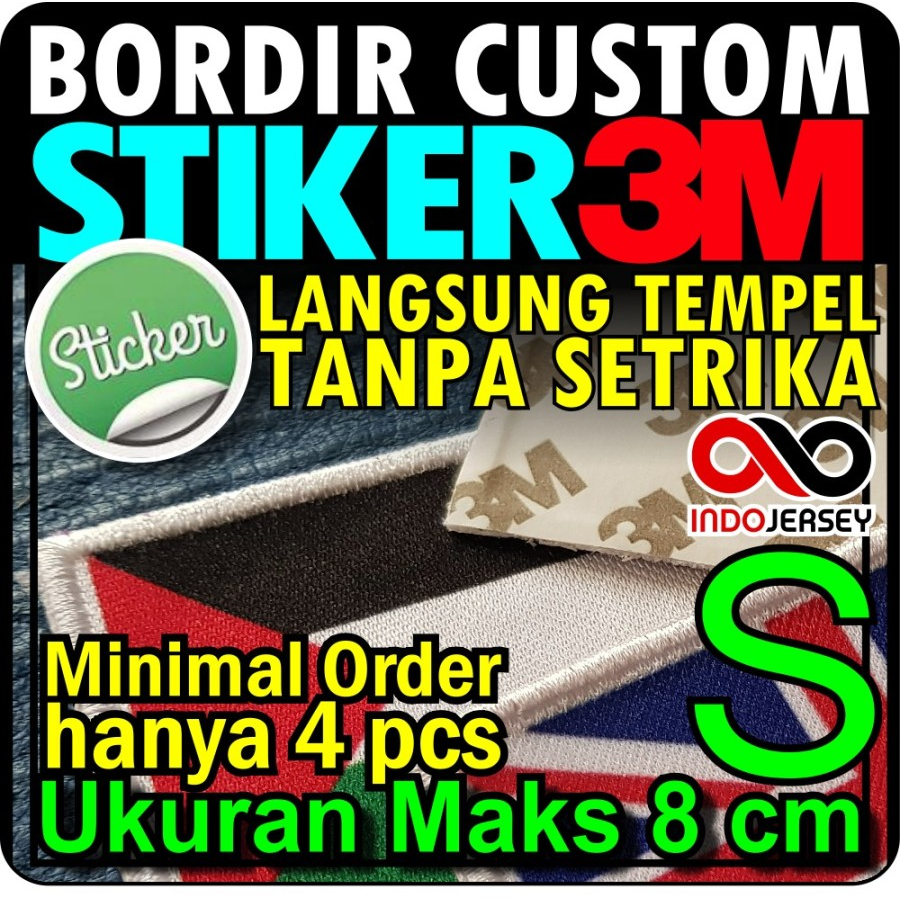 Patch Emblem Custom Logo FLOCK BORDIR STIKER 3M (Alternatif Woven)