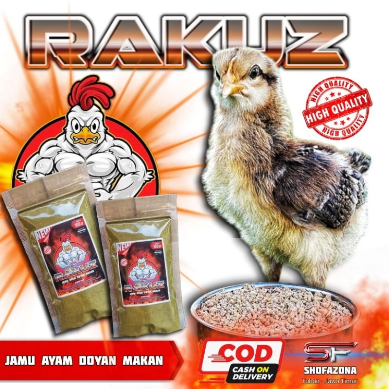 RAKUZ Jamu Nafsu Makan Ayam, Obat Nafsu Makan Ayam, Suplemen Ayam, Vitamin Ayam