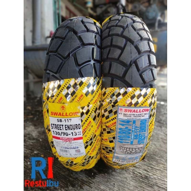 1 Pasang Ban Tubeles Swallow Street Enduro 110/80-14 & 130/70-13 For ADV