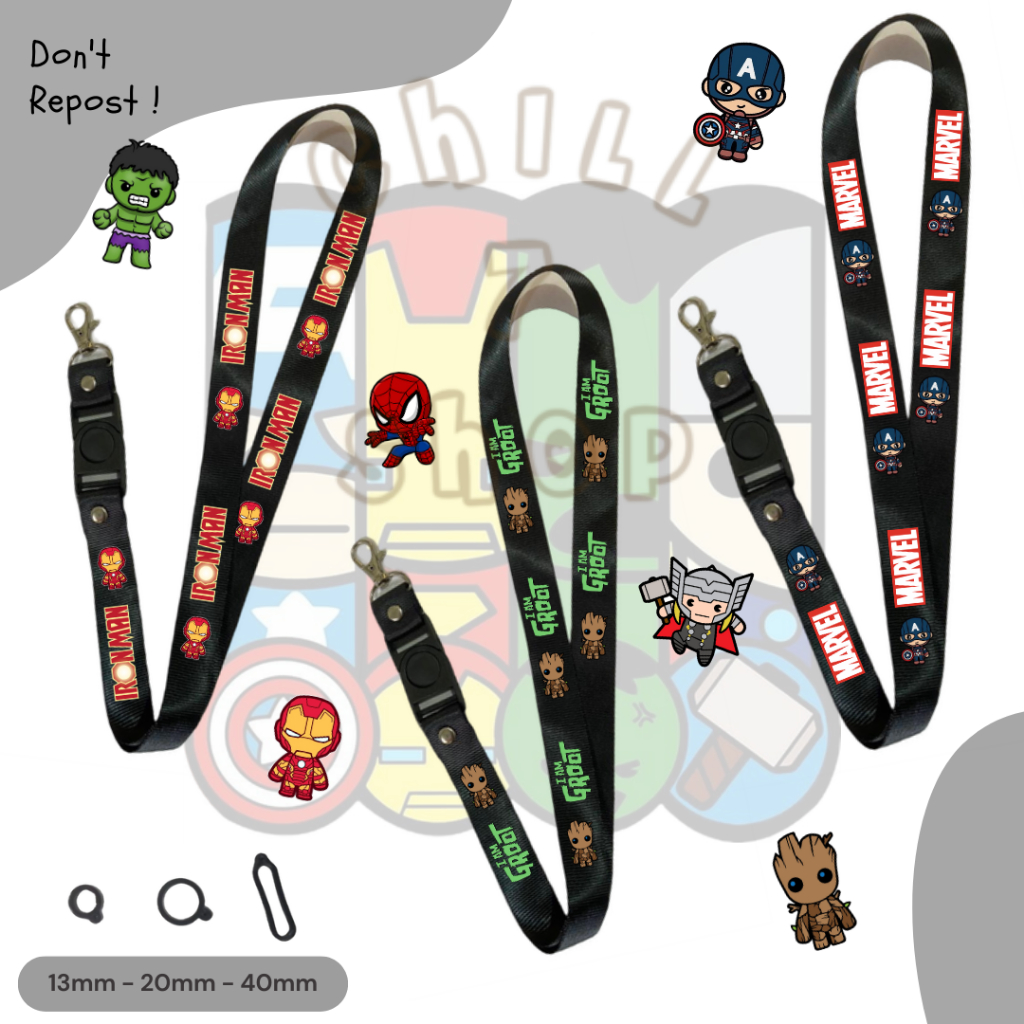 

Lanyard Ironman Captain America Spiderman Guardian of Galaxy ID Card Marvel Custom Kartun Tali Gantungan Pods Name Tag Kartu Nama