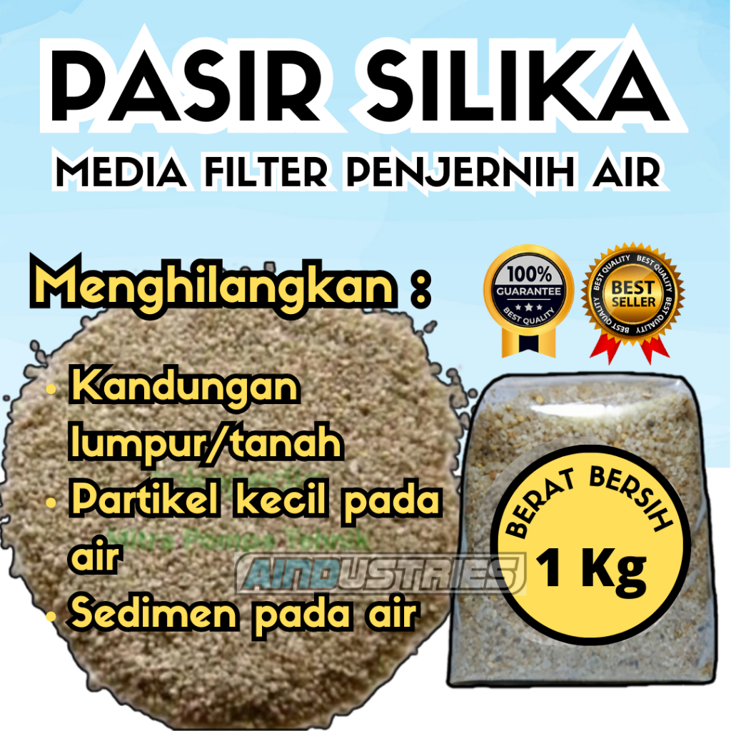 Pasir Silika Untuk Filter Air Penyaring Penjernih Air Ukuran 1 kg Menghilangkan Kandungan Lumpur / T