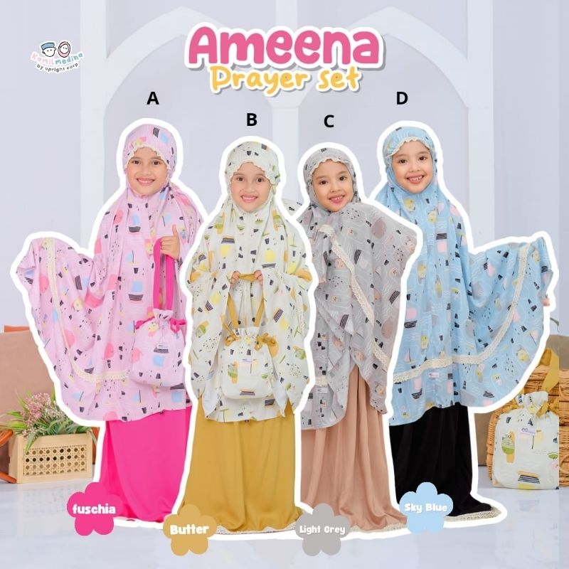 Pre ORDER | Ameena Prayer Set Kamil Medina | Mukena Kamil Medina | Mukena Anak Rayon | Prayer Set | 