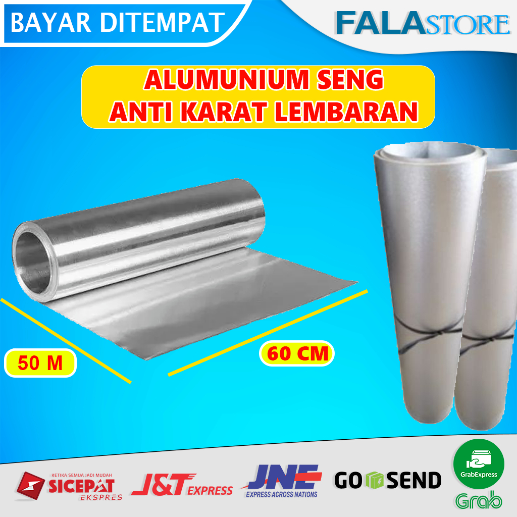 SENG ALUMINIUM ALUMUNIUM  SENG PLAT LEMBARAN SHEET SENG PLAT PER ROLL 50 M TEBAL 0.25 MM 0.35 MM