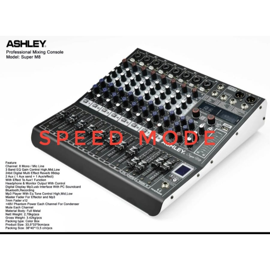 MIXER AUDIO ASHLEY SUPER M8 / SUPER M 8 / SUPER-M8 ORIGINAL