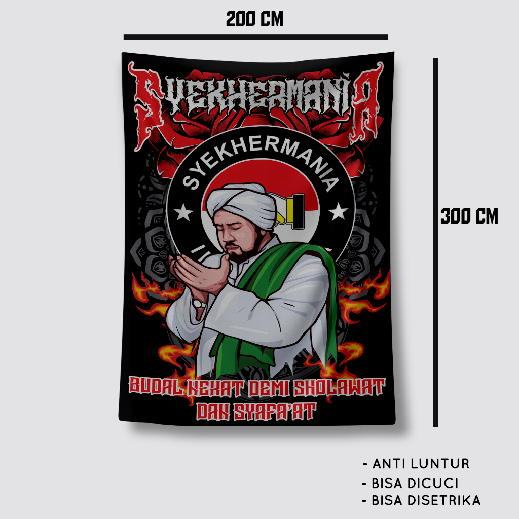 bendera syekhermania maafia sholawat jumbo 2x3 meter bebas custom