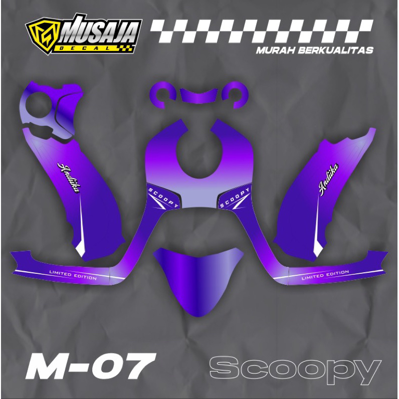 Decal Scoopy motif lembayung ungu biru Fullbody - dekal skupi full body