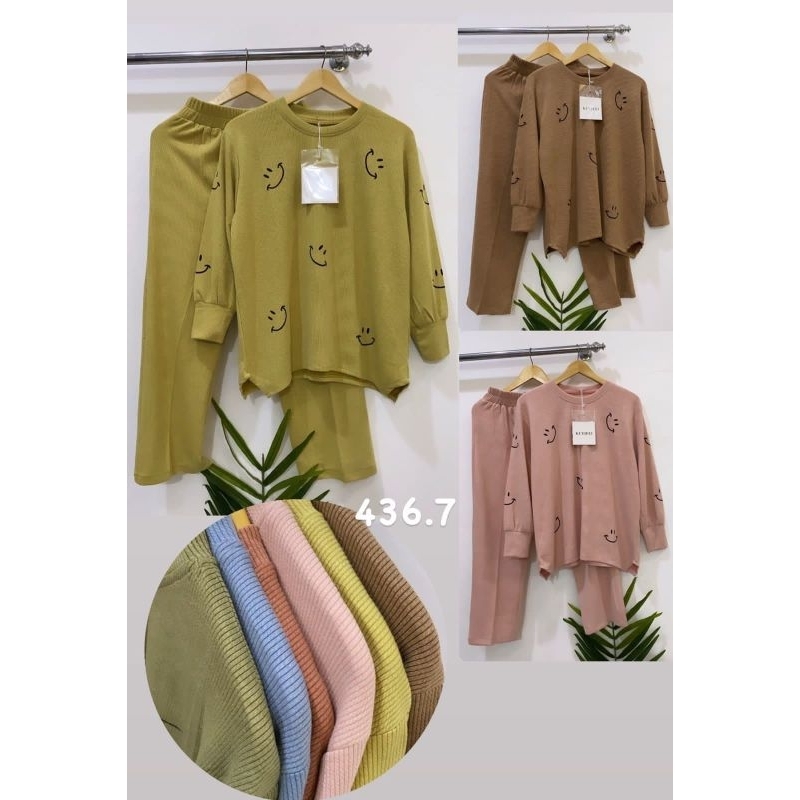Kuyifei 436-7//One set rajut//Setelan rajut//Set rajut premium//One set rajut//Setelan celana rajut/