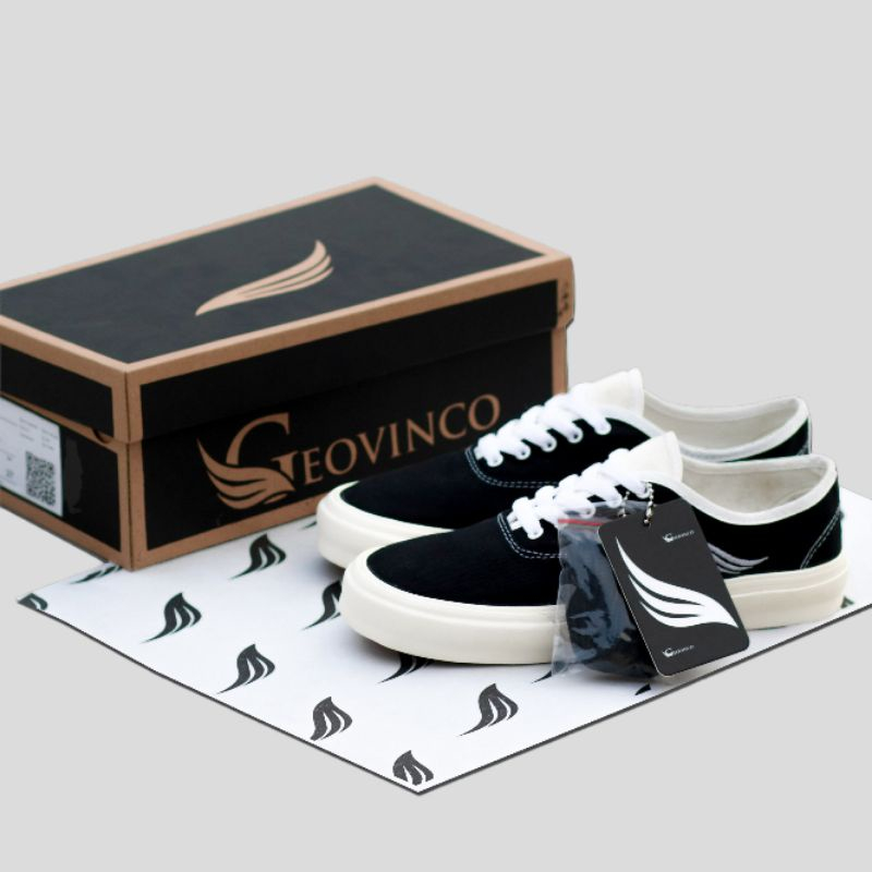 Sepatu Sneakers Original Geovinco BLASH Hitam Unisex Shoes Vulcanize Double Foxing Sekolah Casual