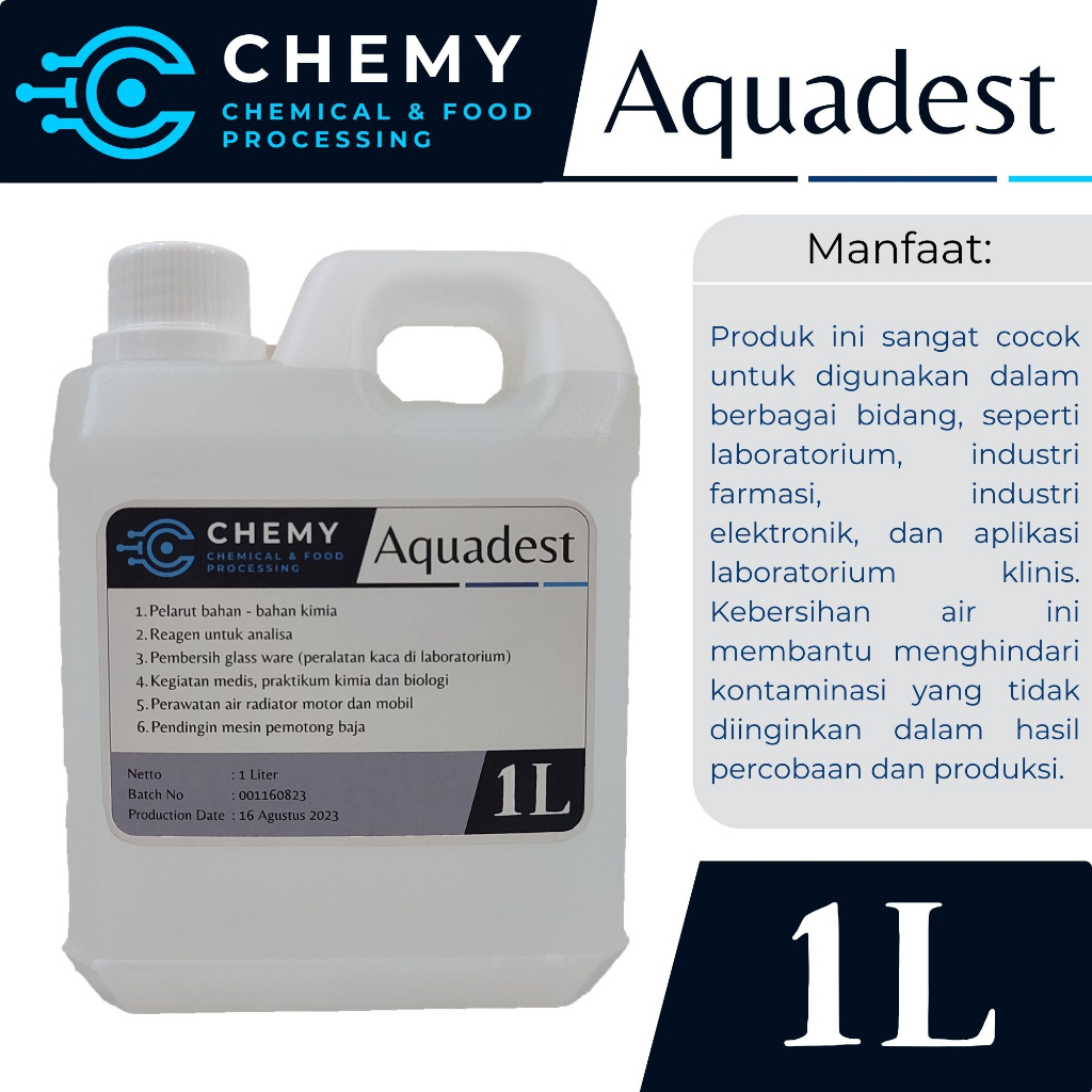 Aquadest 1 Liter - Aquadest Distilled Water - Pure Water - Air Suling - Air Radiator - 1000 ml