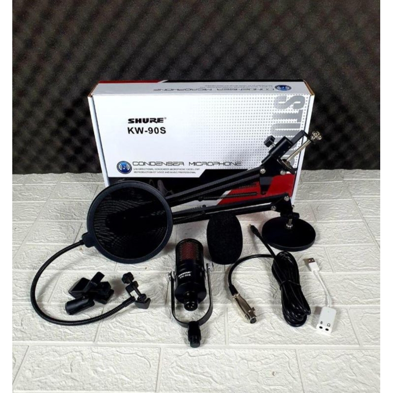 Paket Mic Studio Shure KW 90s Mikropon Condensor KW-90s Mikrofon Rekaman KW90s full Bracket