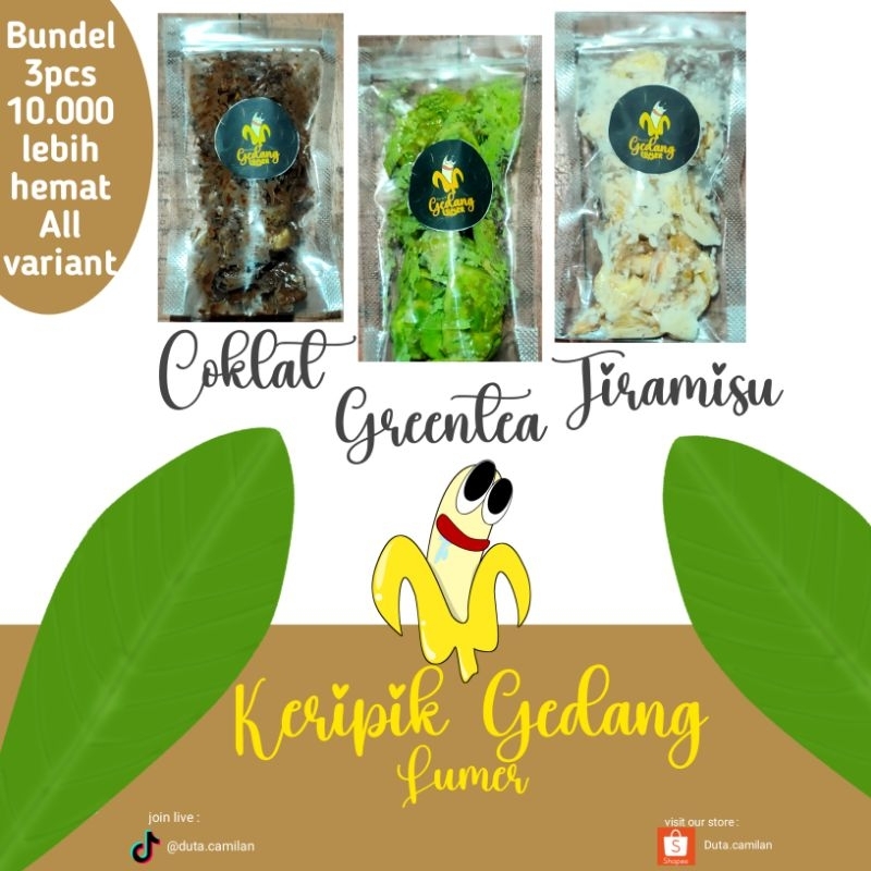 

paket bundel 3pcs keripik pisang lumer all varian rasa, lebih hemat