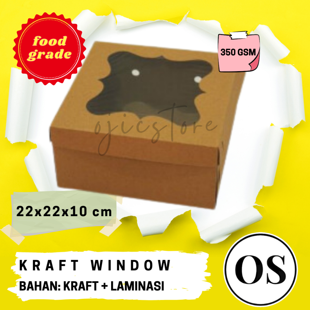 

Dus Kraft Window 22x22x10 Dengan LAMINASI Untuk Hampers, Kue, Aksesoris, Boneka, Roti