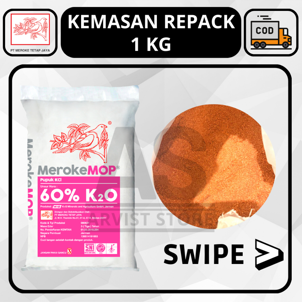 Pupuk MEROKE MOP KCL Kemasan Repack 1 KG MerokeMOP