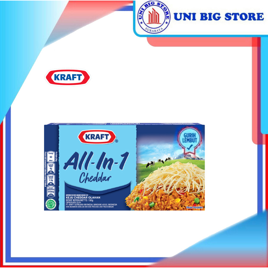 

Kraft All In 1 Keju Cheddar Cheese 160 gr Chedar Balok Blok Kotak