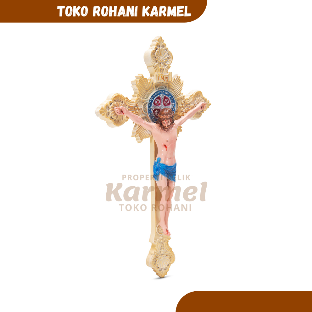 SALIB GANTUNG SINAR 30 CM / SALIB GANTUNG KATOLIK / SALIB DINDING / SALIB BENEDICTUS / SALIB GANTUNG