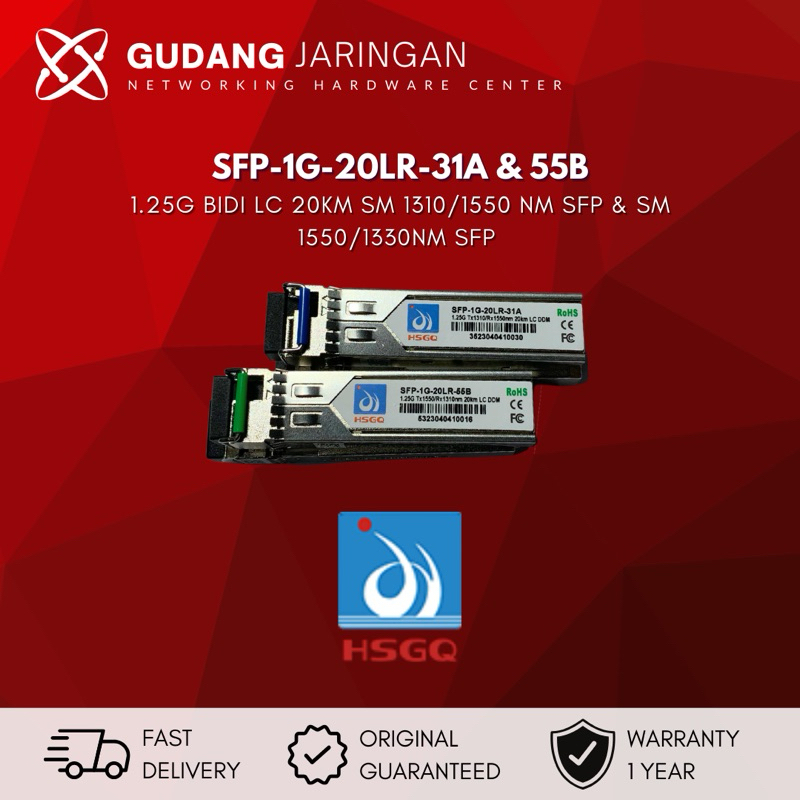 SFP-1G-20LR-31A/55B HSGQ 1.25G bidi LC 20km SM 1310/1550nm SFP