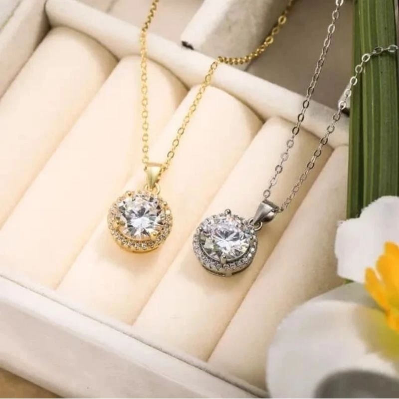 KALUNG WANITA PERMATA PREMIUM PERHIASAN AKSESORIS LAPIS EMAS MUDA FASHION KOREA