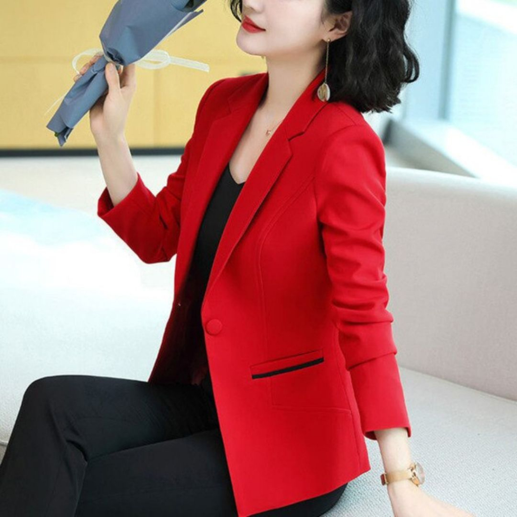 Jas Blazer Formal Wanita Casual Kantor MC Wedding Suit Merah
