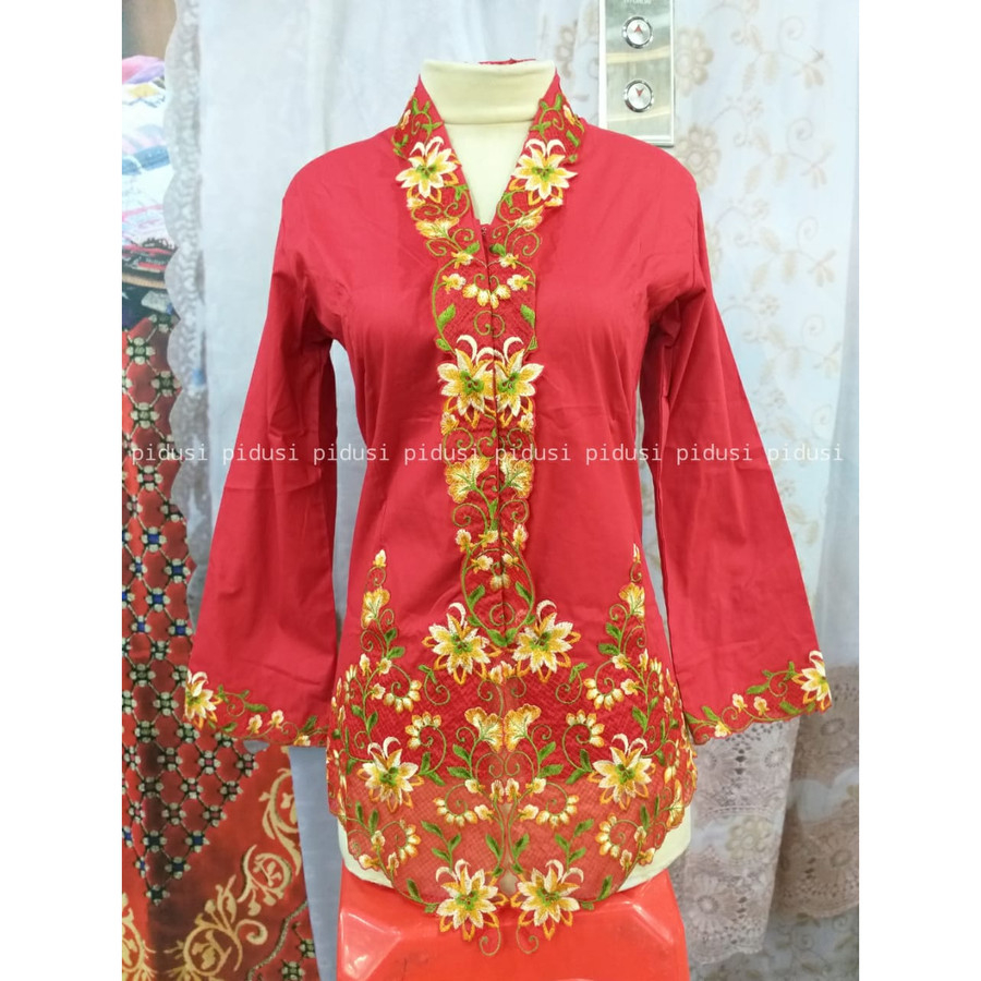 KEBAYA ENCIM BORDIR WARNA / KEBAYA ENCIM FORMAL - Merah