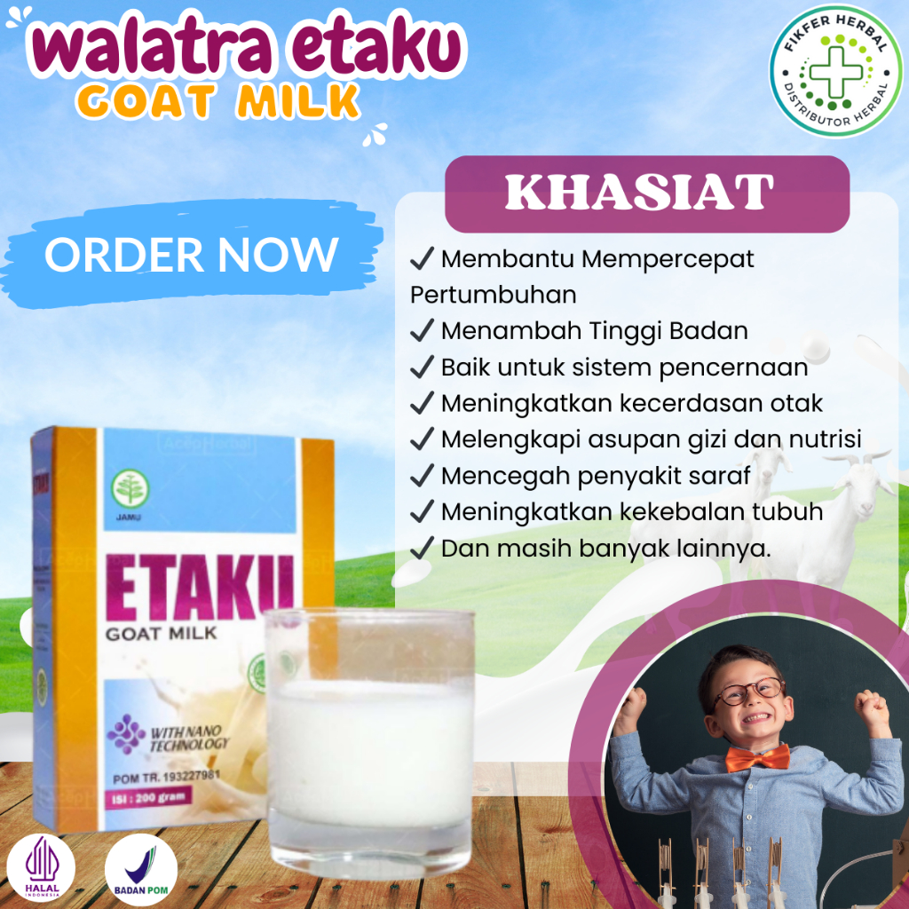 

Susu Peningkat Kecerdasan Otak Anak, Menambah Asupan Gizi Anak - Susu Kambing Etawa Murni - Susu Kambing Etaku Goat Milk