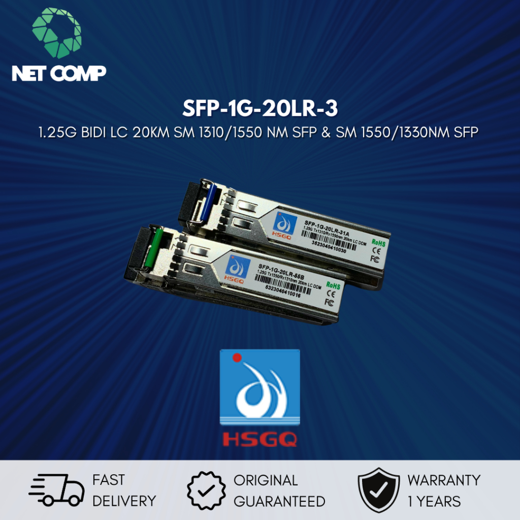 HSGQ SFP-1G-20LR-31A/55B 1.25G BIDI LC 20km SM 1310/1550nm