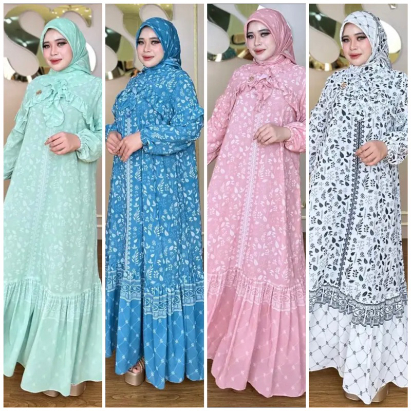 dress gamis set hijab SHELLASAUKIA monogram ori SS