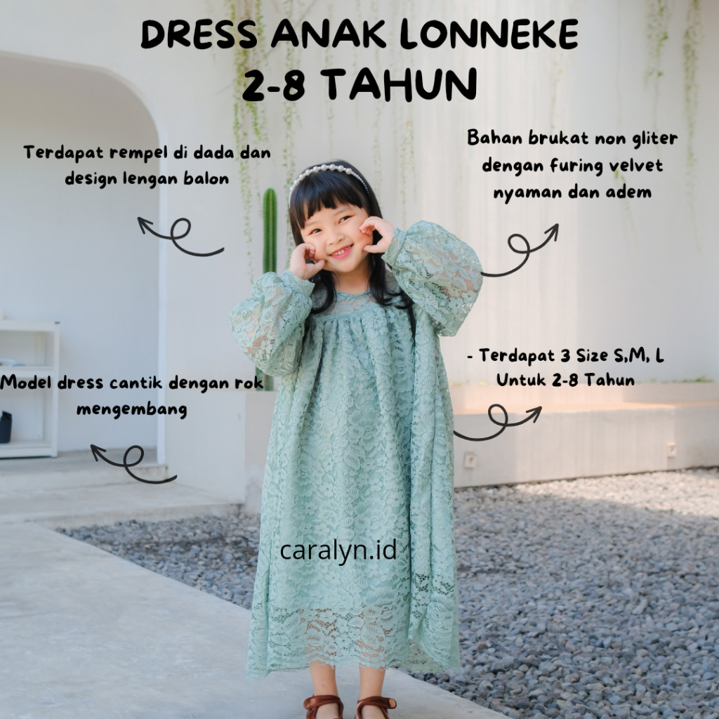 DRESS ANAK BRUKAT LONNEKE BAJU LENGAN PANJANG