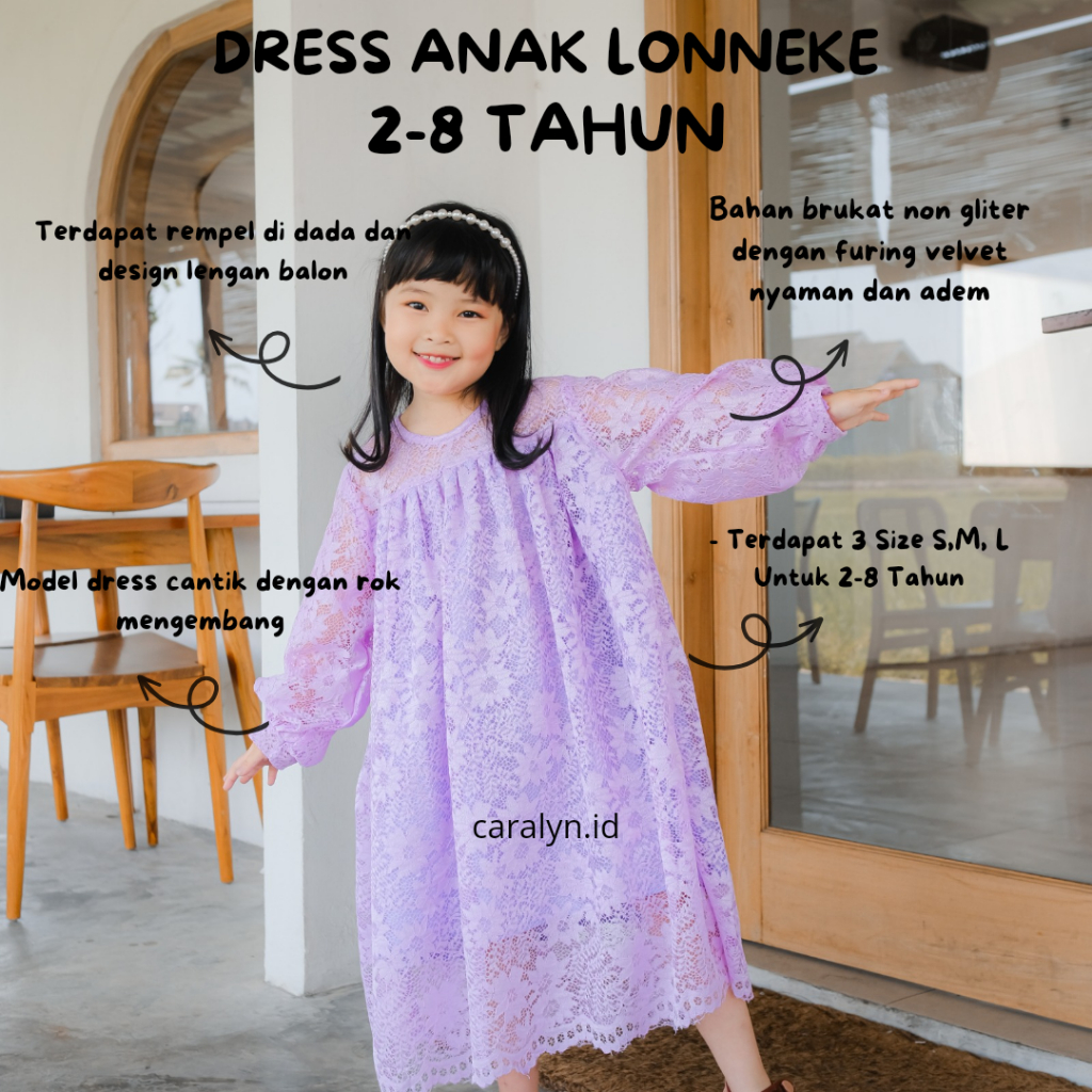 DRESS ANAK BRUKAT LONNEKE BAJU LENGAN PANJANG