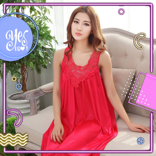 YesIDO Lingerie Smile Baju Tidur Seksi Satin Pakaian Wanita Dress Wanita Bahan Sutra Import 1108