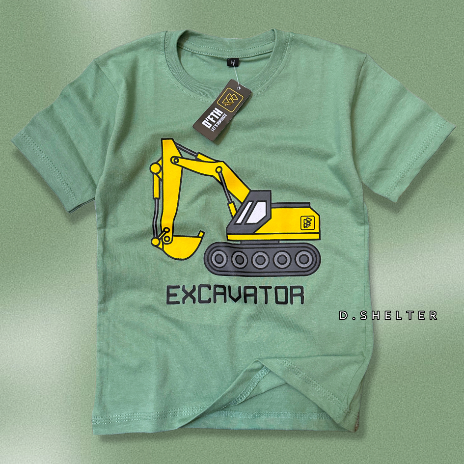 Baju Kaos Anak Excavator Baju Beko Anak 1-10 Tahun