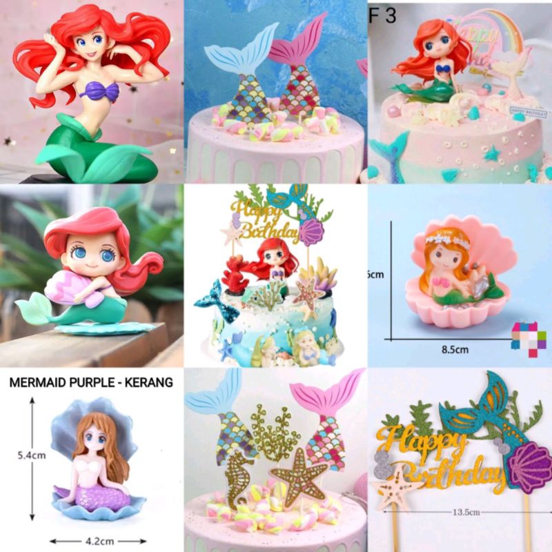 Topper Ekor Mermaid Gitter, Hiasan Kue Mermaid Tail, Mainan Mermaid