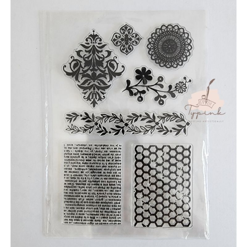 

CLEAR SILICONE VINTAGE FLOWER RUBBER STAMPS SET STEMPEL SEGEL JOURNAL