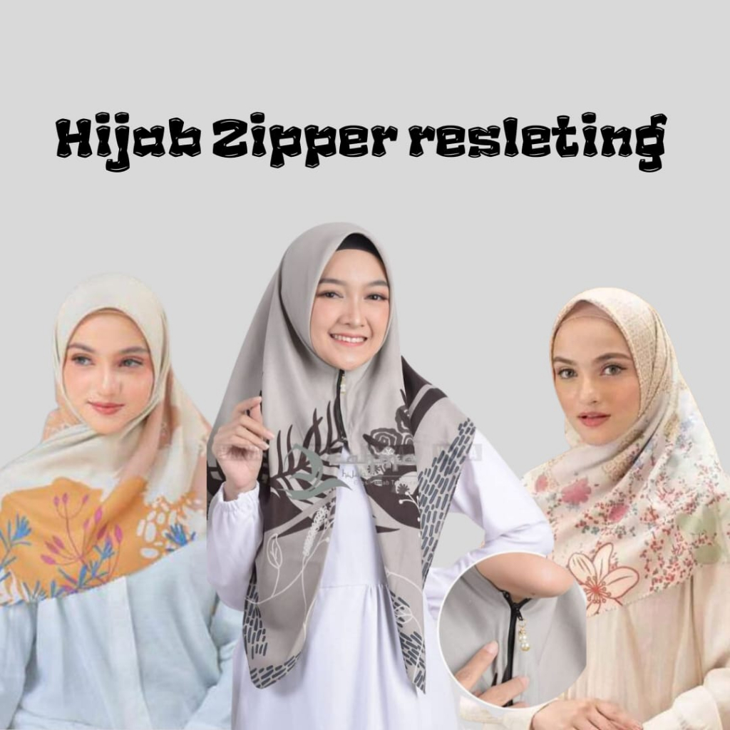 hijab zipper motif premium SEGIEMPAT INSTAN MOTIF ZIPER/JILBAB SEGIEMPAT MOTIF RESLETING