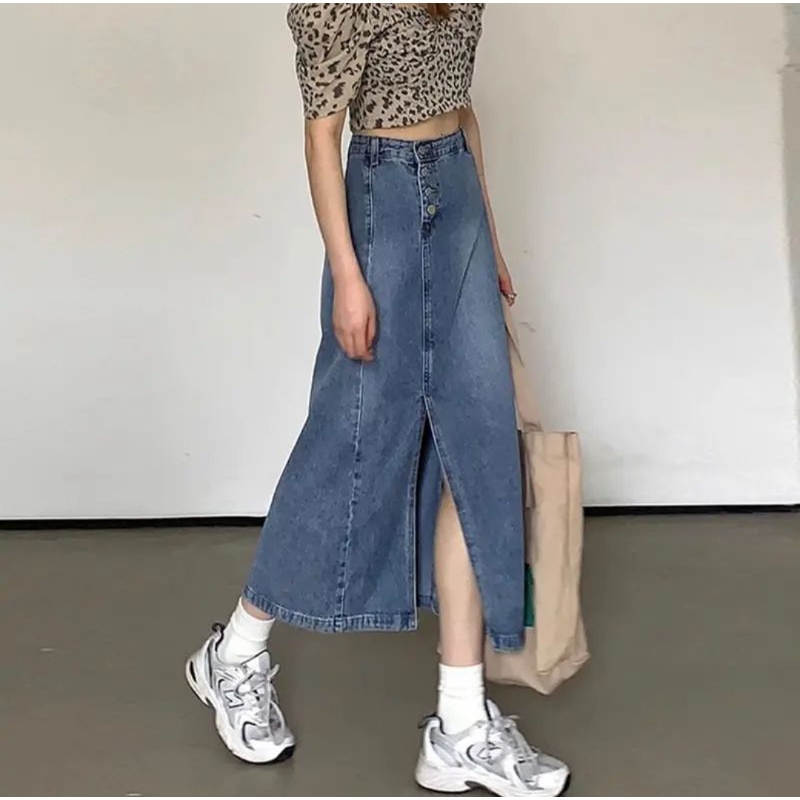 (READY STOCK)Rok panjangrok midi rok vintage panjang korea rok highwaist panjang 8363