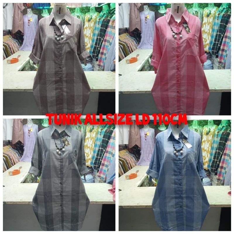 Tunik wanita// Tunik motif salur Bahan katun premium
