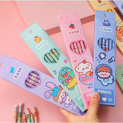 

Pensil Cute 1 Set Isi 6pcs Dengan Penghapus / Alat Tulis Sekolah Anak 6in1 Pensil Bergambar Karakter Unik Lucu