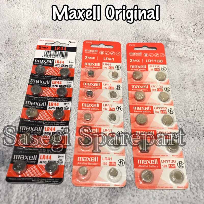 Baterai Kancing  Baterai Maxell LR1130 LR-1130 LR44 LR-44 LR41 LR-41 Baterai Original Maxell