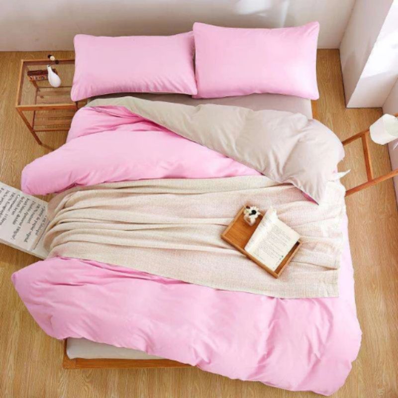 SPREI DAN BEDCOVER POLOS PINK