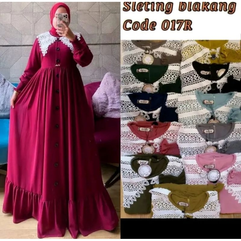 Gamis Frilla Kerah Bordir Kancing