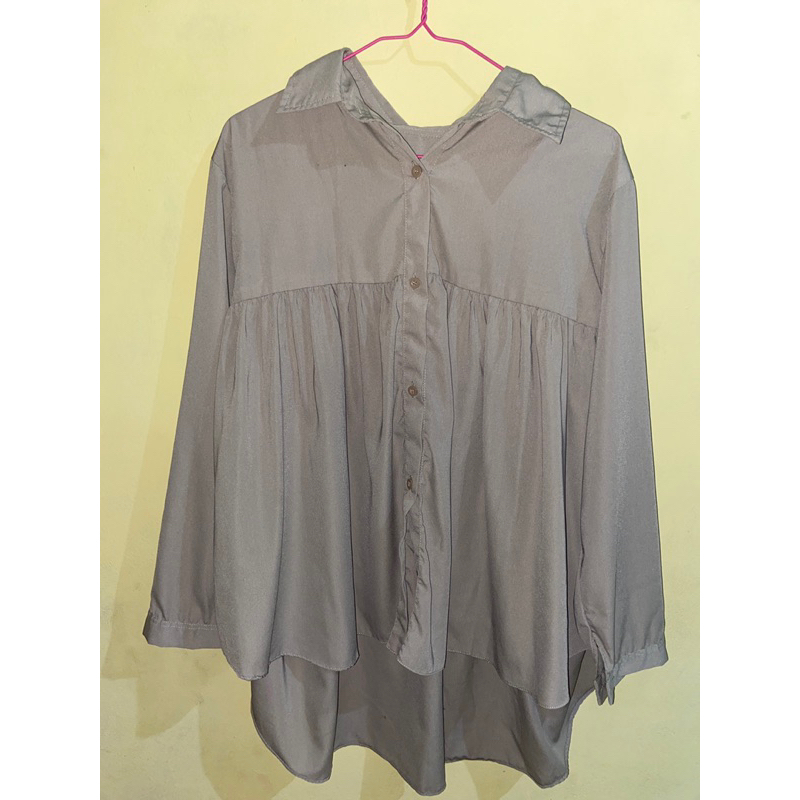 blouse hijau sage polos / kemeja hijau sage