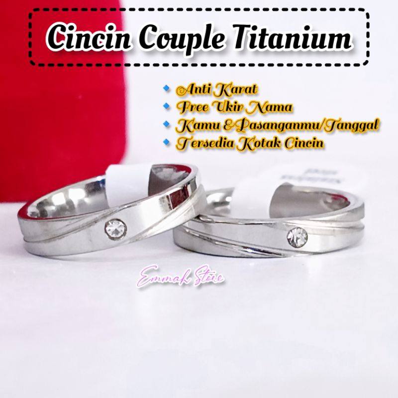 [COD]✓Cincin Titanium Couple Ring Pria Wanita  Ukir Nama Anti Karat Tunangan Pasangan Cicin Nikah