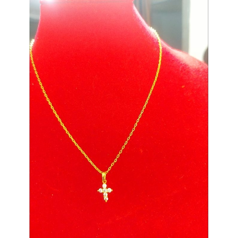 kalung rantai nori kecil liontin salib import